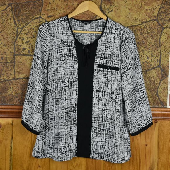 H&M Silky black and white top. - Picture 1 of 4